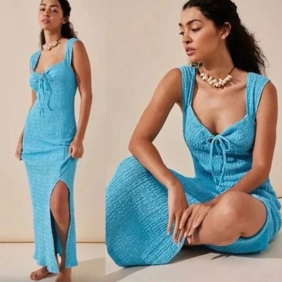 Free People Dresses & Skirts - Free People FP Beach Eleni Bodycon Maxi Dress Size Large Aqua Blue *flaw*